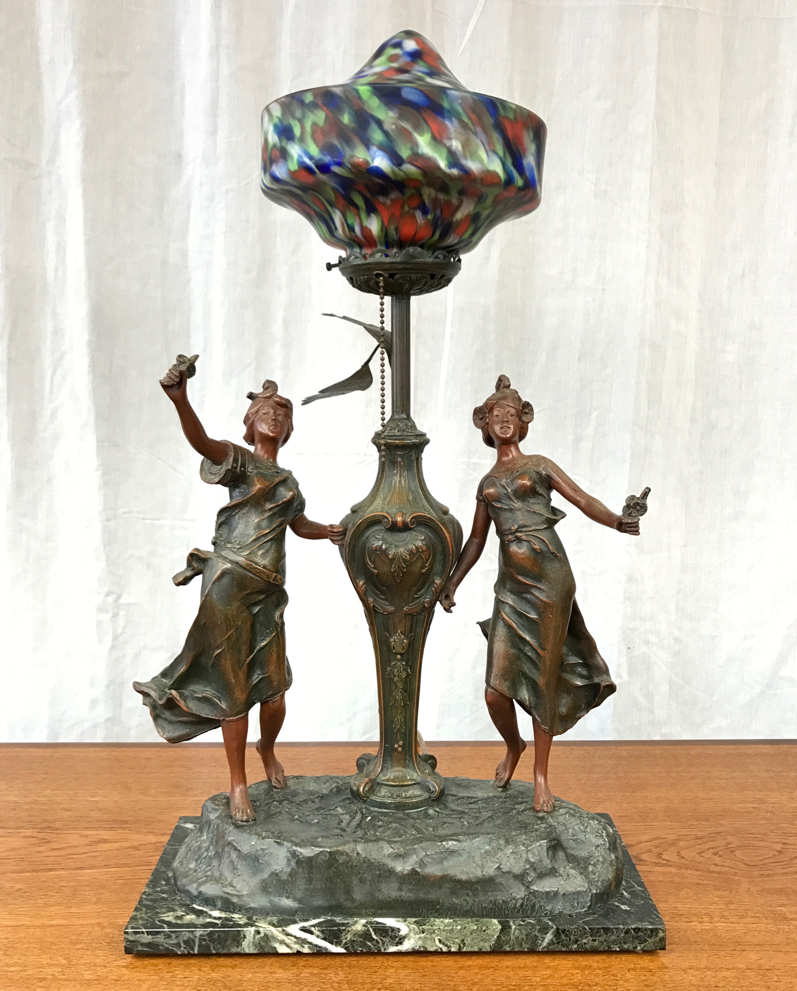 Welp Art Nouveau French Figural Table Lamp in the Manner of L & F IE-14